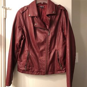 Red faux leather jacket